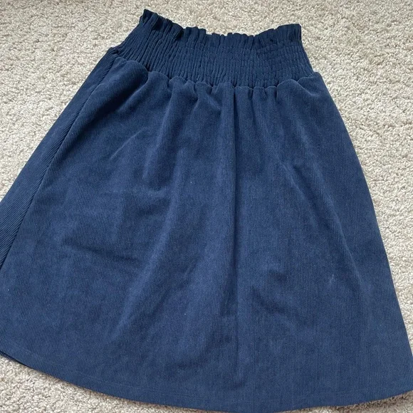 Merrick White Collection Classic Navy A-Line Corduroy Skirt - Women's Navy Skirt - Picture 3 of 4
